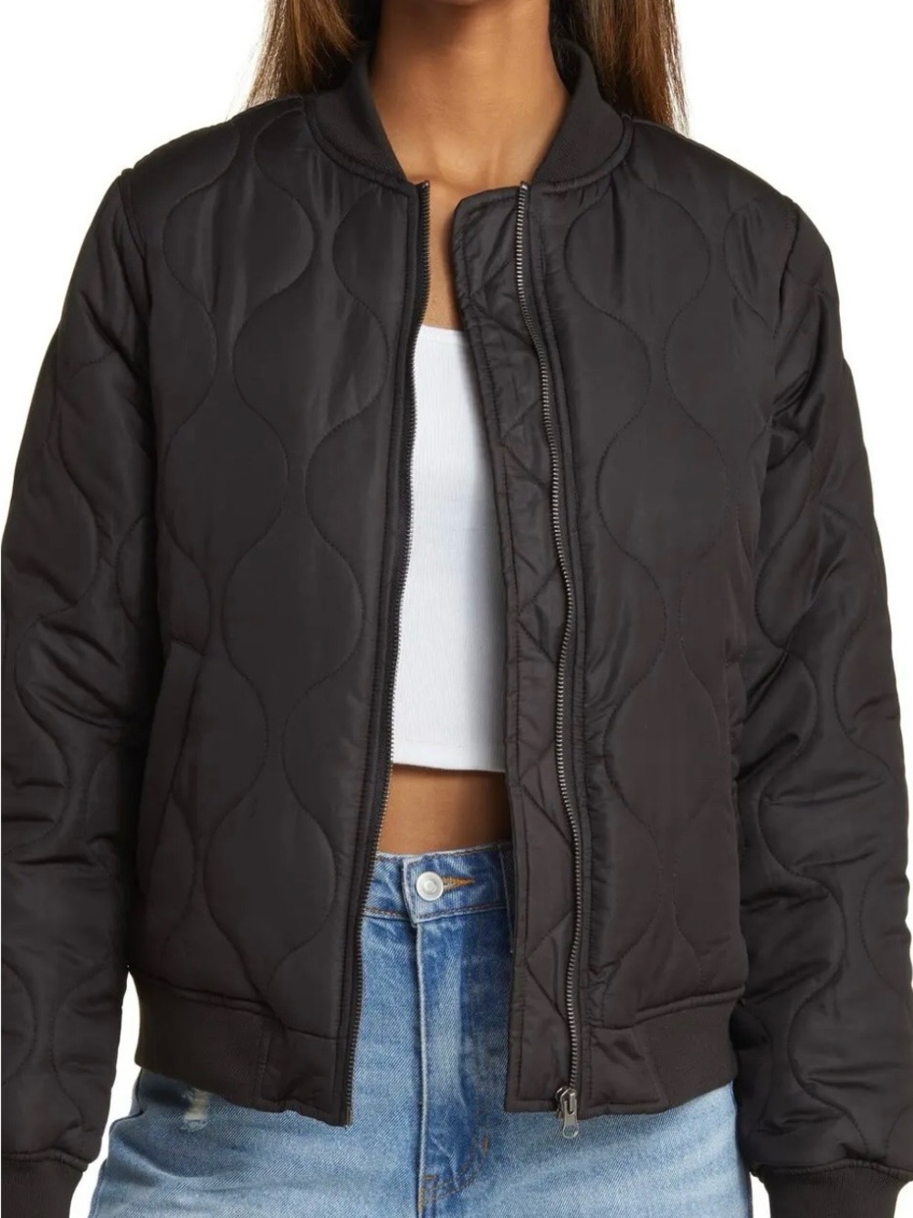 Thread & Supply Black Onion Quilted Bomber Jacket - Size Medium